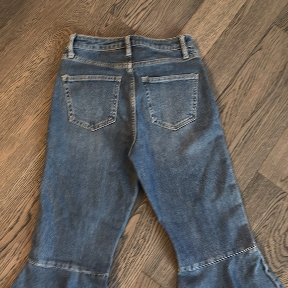 Top shop Moto Dree Flare Flare loose hem bell buttons crop jeans Sz 25 - Picture 15 of 16